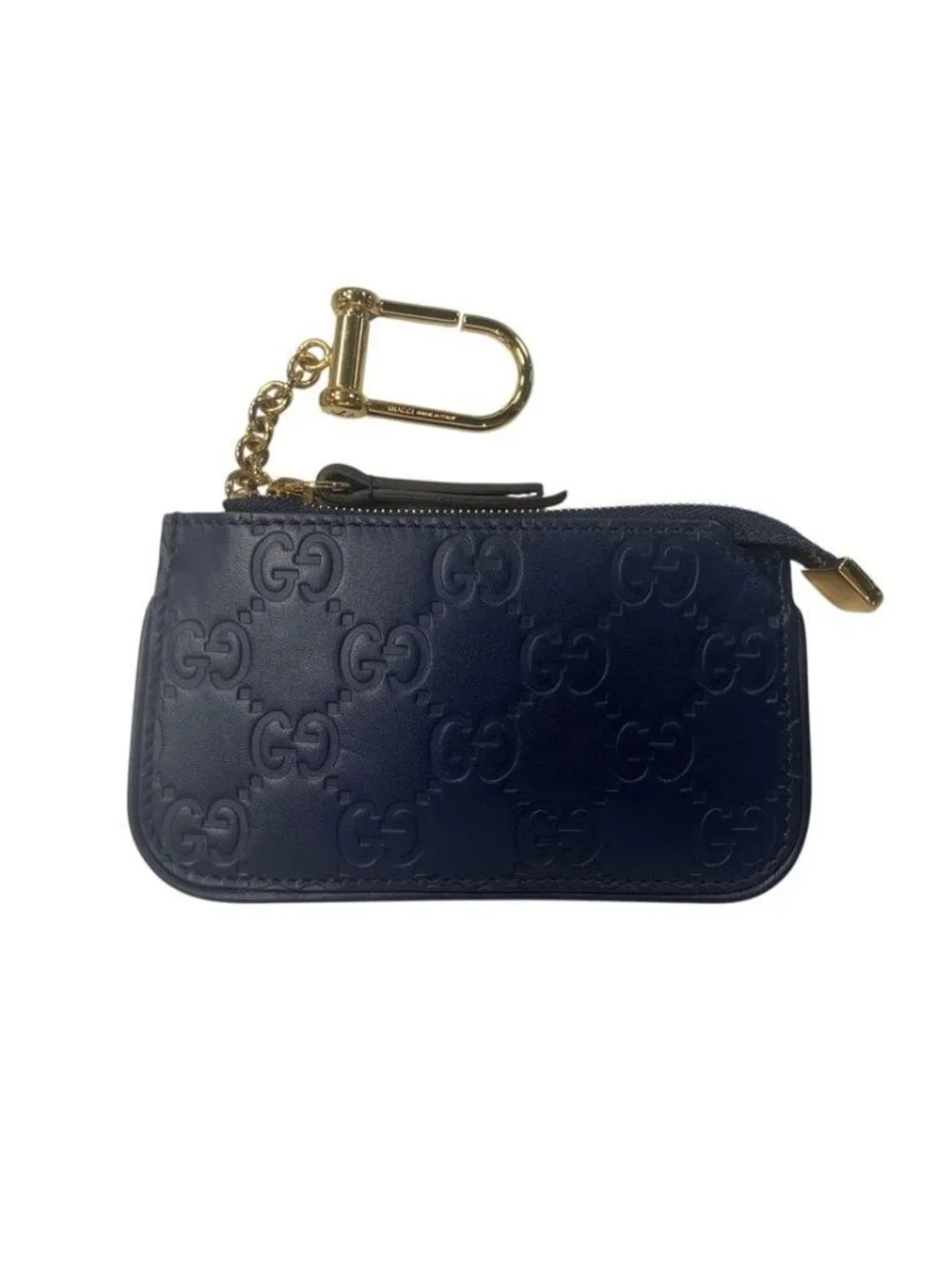 Gucci Guccissima Coin Case Key Navy GG Pattern